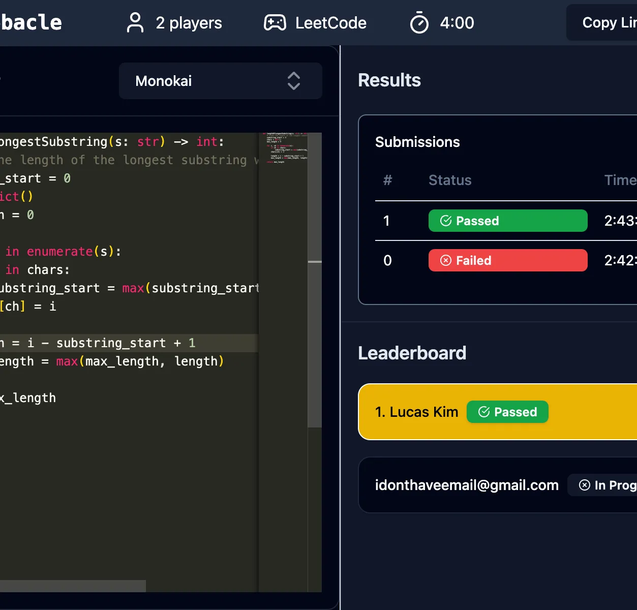 Game in progress for Debug Debacle